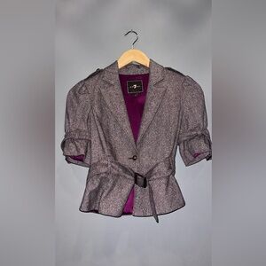 7 For All Mankind Tweed Military Style Cropped Trench Jacket